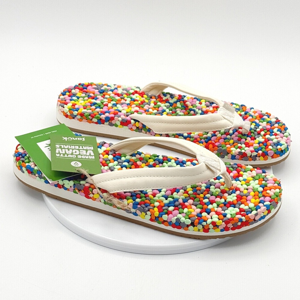Sanuk Bubblecush Flip Flop Sandals / Size 9 Womens / Rainbow - New